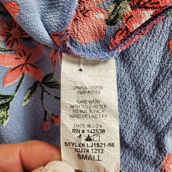 LJ USA Small Blue Floral Open Kimono Cardigan Lightweight - Picture 5 of 6